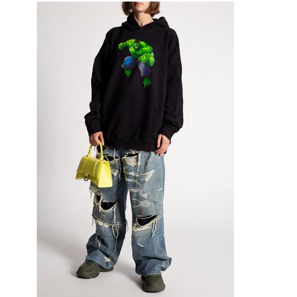 Balenciaga AUTHENTIC Unisex Marvel Hulk Print Hooded Sweatshirt - Picture 3 of 3